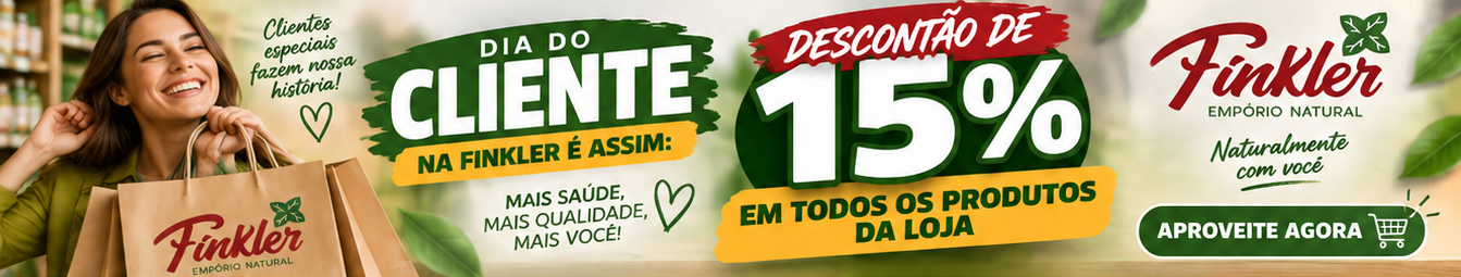 DIA DO CLIENTE FINKLER É COM DESCONTÃO! ???? Quem faz parte da nossa história merece um presente especial! ???? Neste Dia do Cliente, TODOS os produtos da loja estão com 15% DE DESCONTO! ???????? É a oportunidade perfeita para abastecer a despensa,
