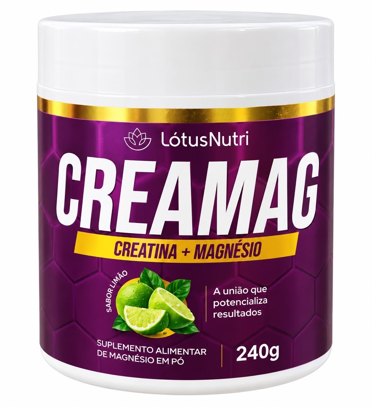 CreaMag LótusNutri Creatina + Magnésio 240g – Sabor Limão
