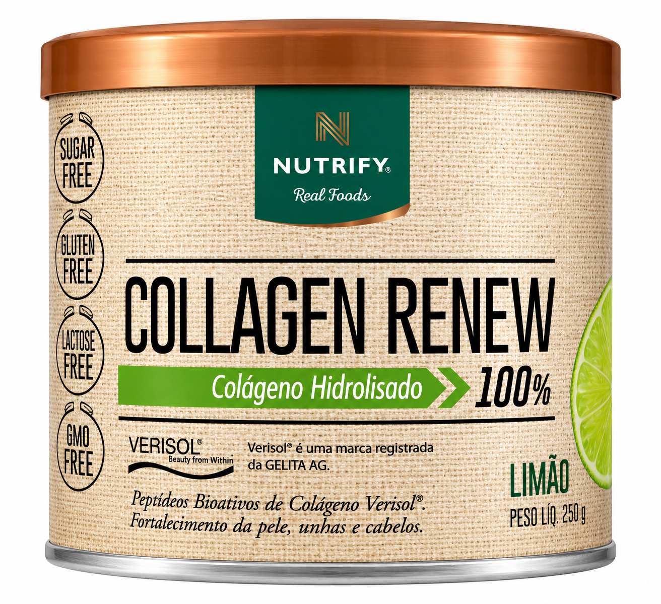 Collagen Renew Nutrify Colágeno Hidrolisado Verisol Sabor Limão 250g