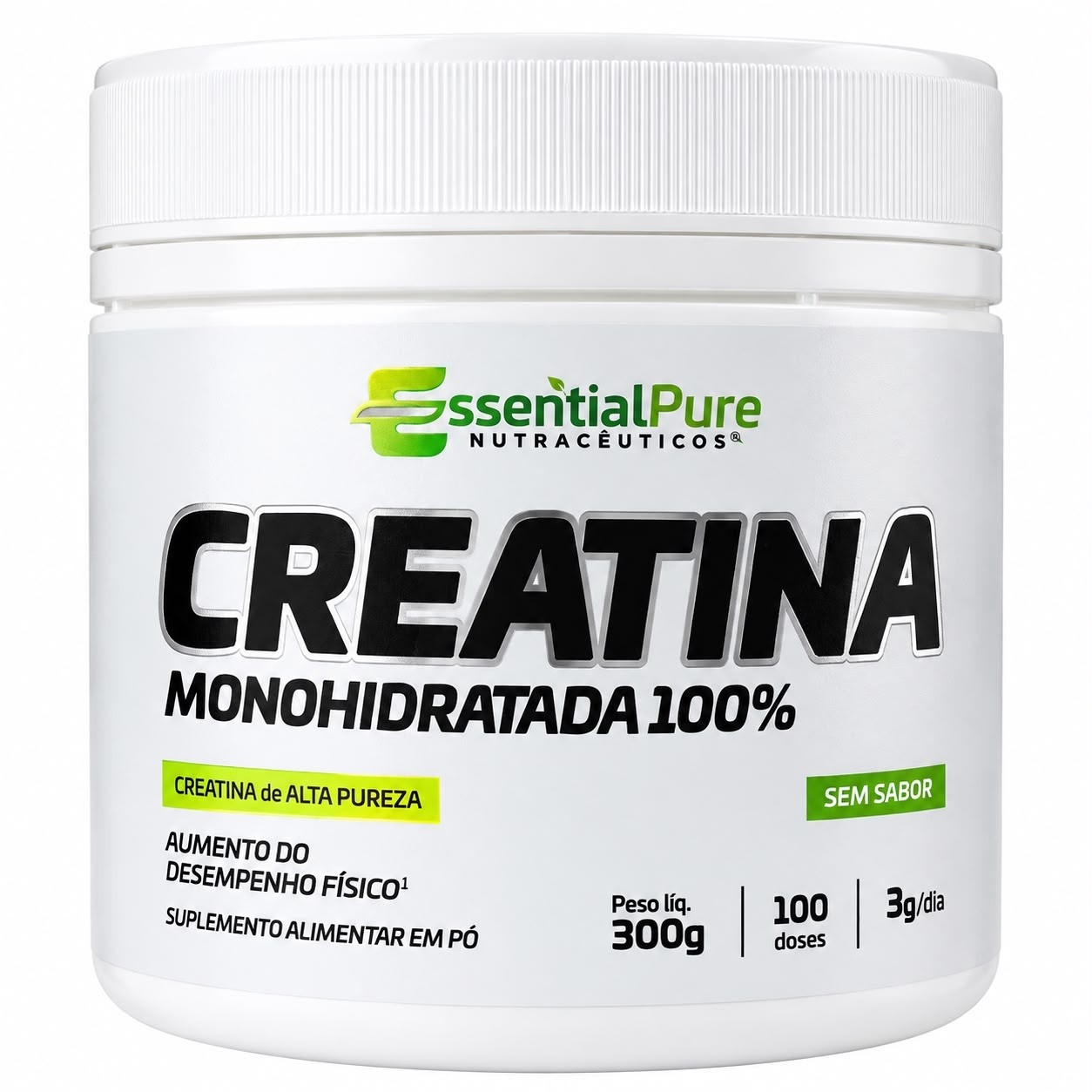 Creatina Monohidratada 100% Pura EssentialPure 300g Sem Sabor