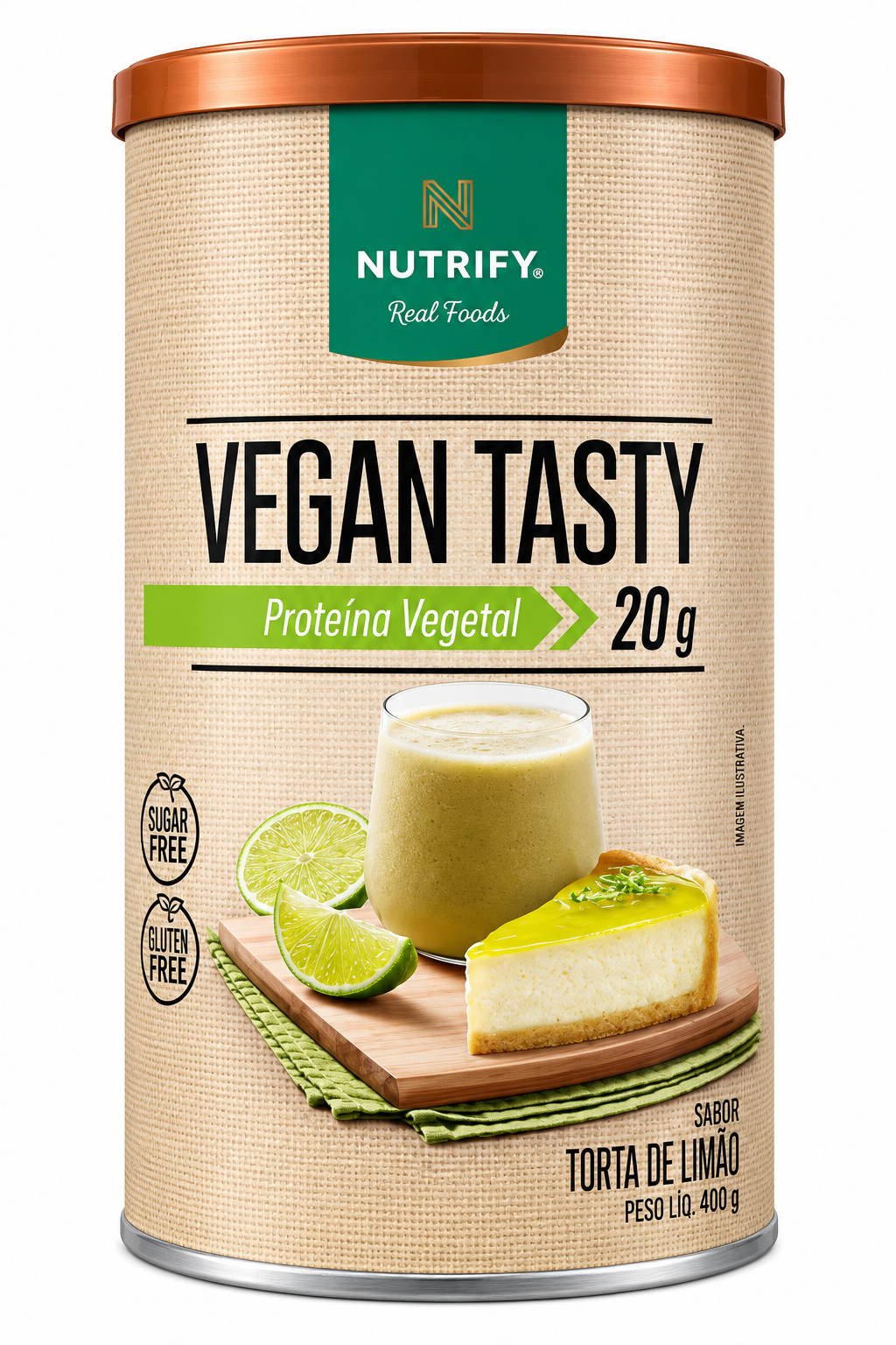 Vegan Tasty Nutrify Proteína Vegetal Sabor Torta de Limão 400g