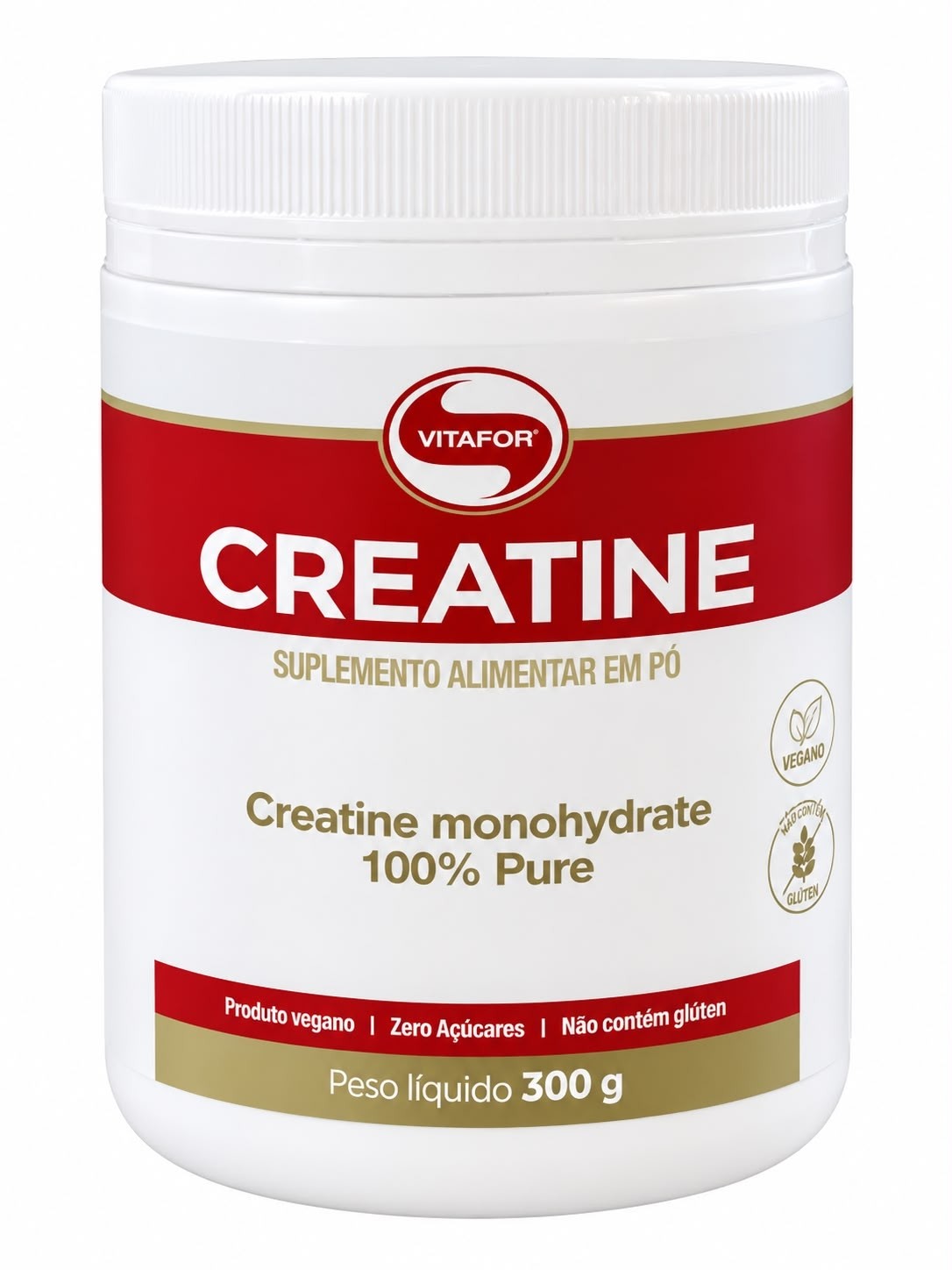 Creatina Monohidratada Vitafor 100% Pura 300g – Vegana e Sem Glúten