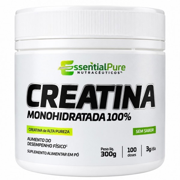 Creatina Monohidratada 100% Pura EssentialPure 300g Sem Sabor