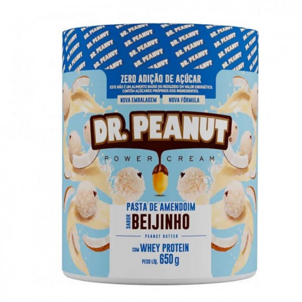 Pasta de amendoim Dr Peanut Beijinho com whey protein 650g zero açúcar zero lactose