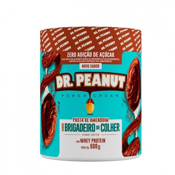 Pasta de amendoim Dr Peanut sabor brigadeiro de colher com whey protein 650g zero açúcar zero lactose