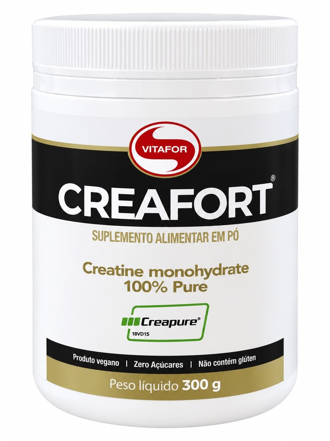Creatina Creafort Vitafor Creapure 300g – 100% Pura, Vegana e Sem Glúten