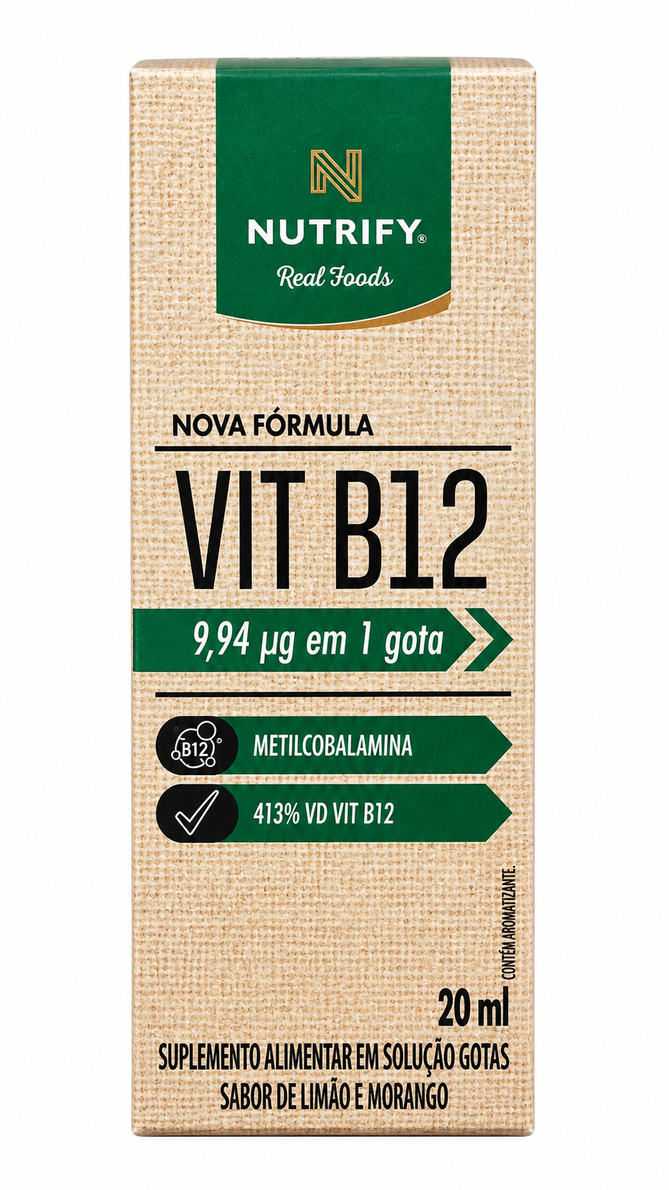 Vitamina B12 Nutrify Metilcobalamina 20ml em Gotas – Sabor Limão e Morango