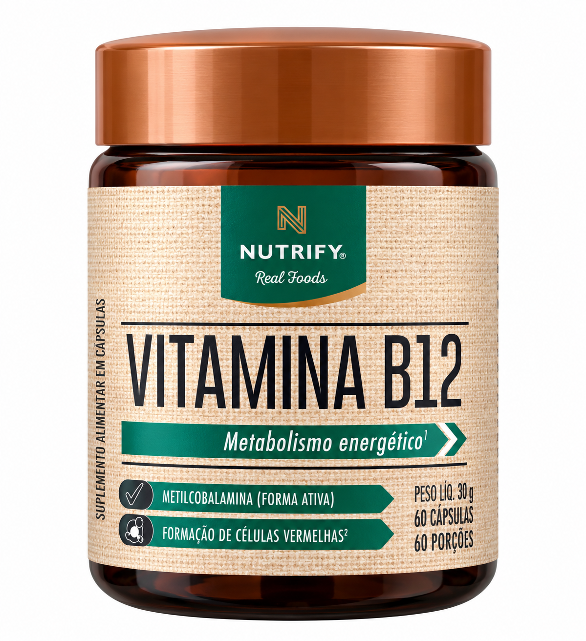 Vitamina B12 Nutrify Metilcobalamina 60 Cápsulas 30g