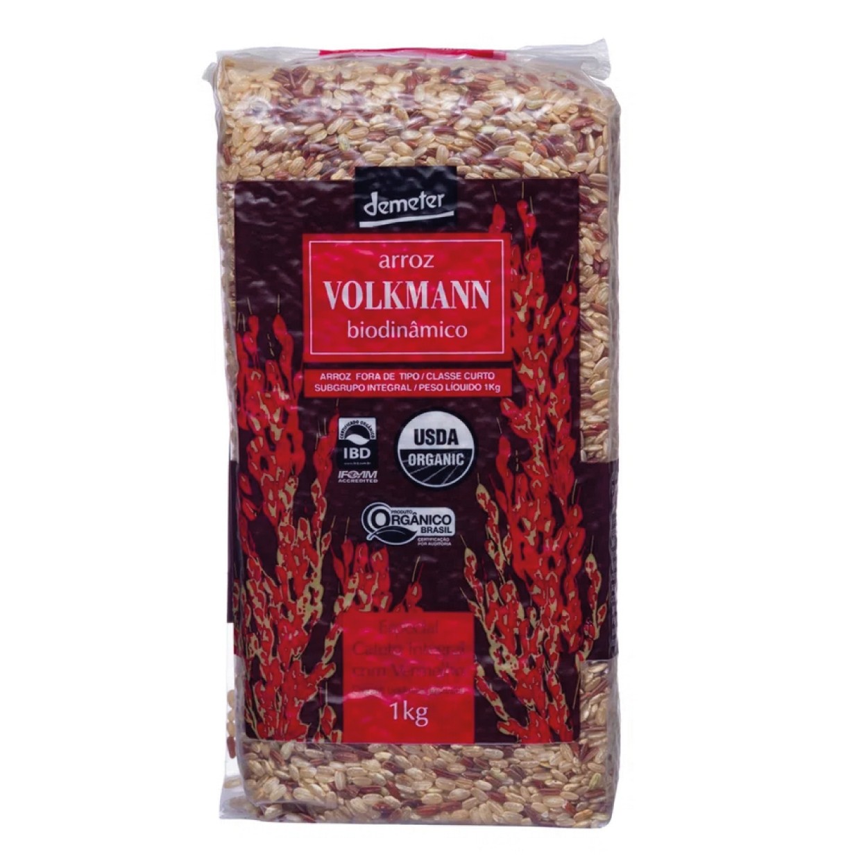 Arroz Orgânico Cateto Vermelho Biodinâmico Volkmann 1kg