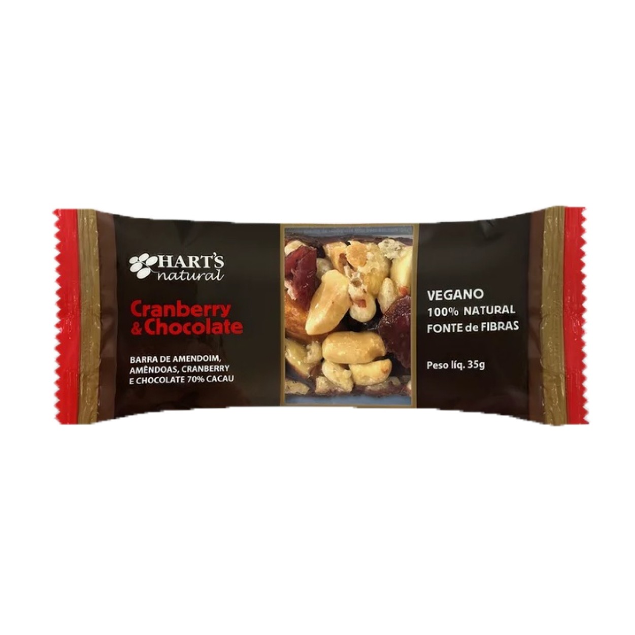 Barra de nuts 35gr sabor cranberry e chocolate