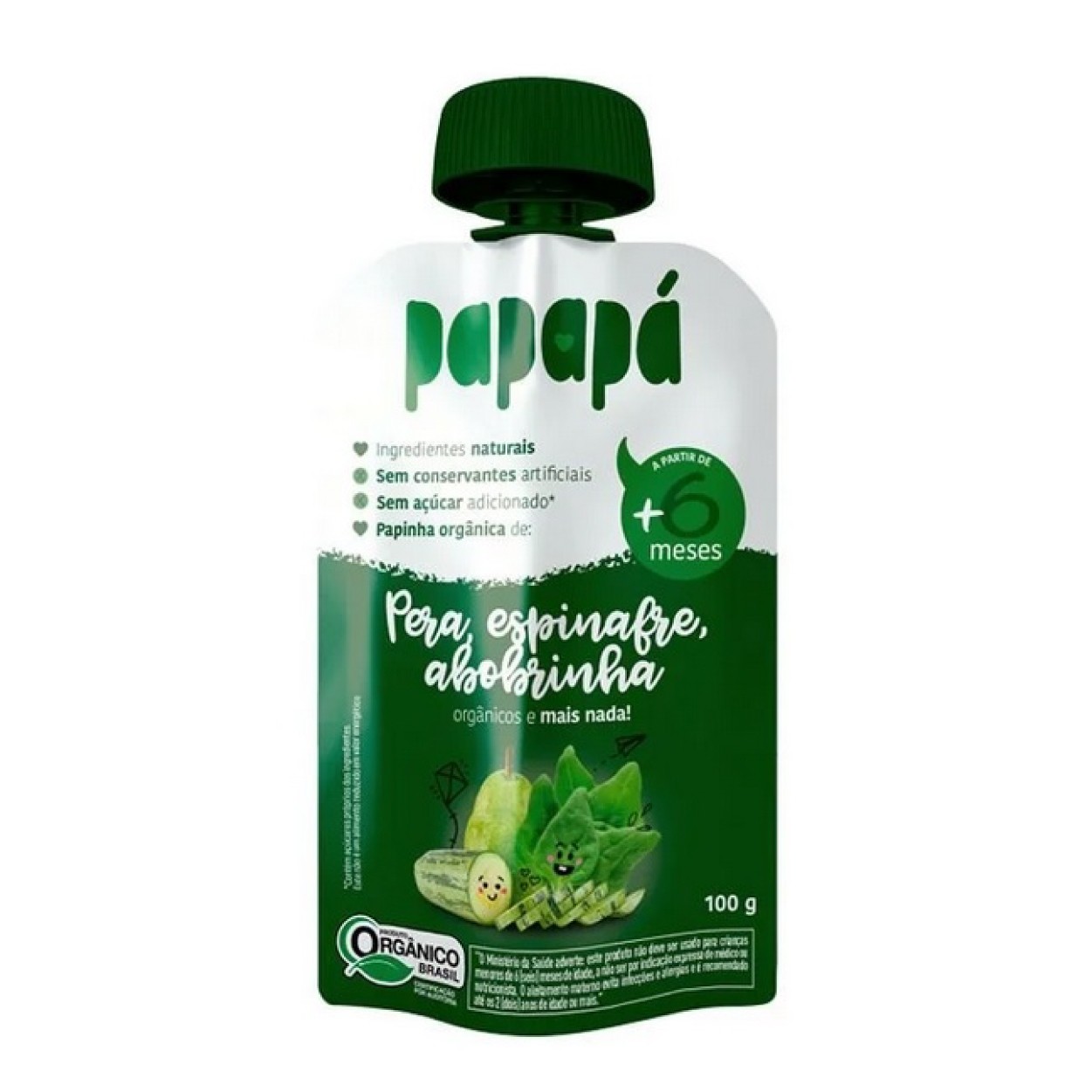 Papinha PAPAPÁ orgânica sabor pêra espinafre abobrinha 100G